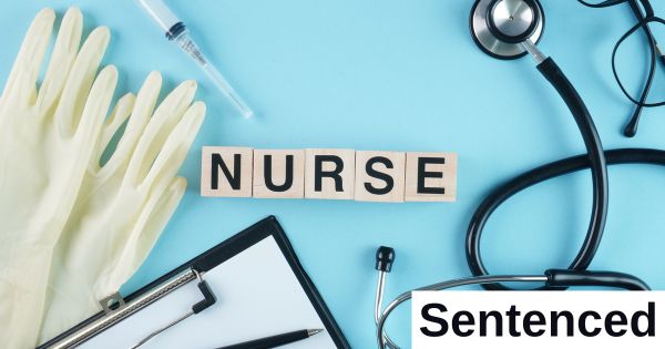 The word "nurse" is in the center of the picture with medical gloves, a stethoscope, and a tablet surrounding it.