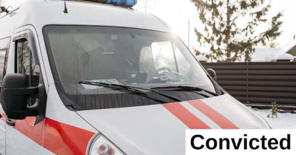 An ambulance is parked.
